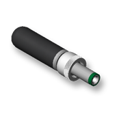 DC POWER PLUG, 0.100" (2.5mm) ID pin, 1.8" (45.72mm) overall length, black insulator tip, black handle, locking, High-Temp
