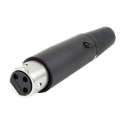A Series 3 Pin XLR Female Cable Mount, Silver Pins, Black