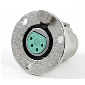 C Series Circular Panel Mount 4 Pin XLR Female, mounts w/#5 Screws (Not included) - Silver Pins / Nickel Finish