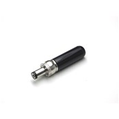 DC POWER PLUG, 0.080" (2.0mm) ID pin, 1.7" (43.18mm) overall length, black insulator tip, black handle, locking