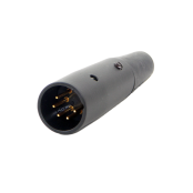 A Series 5 Pin XLR Male Cable Mount, Gold Pins, Black