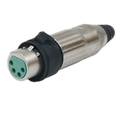 AAA Series, 4 contacts, Female, Metal Handle, Nickel Finish, Silver Contact Plating, 0.135"[3.4mm] Cable Strain Relief Size, Sealed XLR Cord Connector