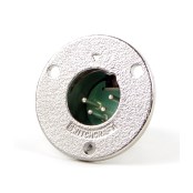 C Series Circular Panel Mount 4 Pin XLR Male, mounts w/#5 Screws (Not included) - Silver Pins / Nickel Finish