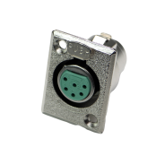 D Series 6 Pin XLR Female - Silver Pins / Nickel Finish