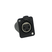 DE Series Female Panel Mount Connector, 3 Contacts, Black Finish, Silver Contact Plating