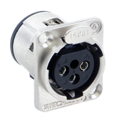 E Series 3 Pin XLR Female, Solder Contacts, Silver Pins / Nickel Finish