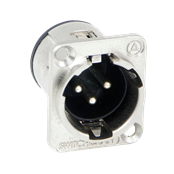 E Series 3 Pin XLR Male, Solder Contacts, Silver Pins / Nickel Finish