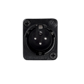 E Series 3 Pin XLR Male, Solder Contacts, Silver Pins / Black  Finish