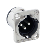 XLR PANEL MOUNT, UNIVERSAL PANEL CUT-OUT, METAL SHELL CONNECTOR