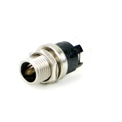DC Power Jack, 0.100" (2.5mm) pin, solder lugs termination, long bushing