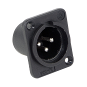 Plastic Panel Mount, Silver 3 Pin, Male XLR, Front Mount (.11" Diameter) - Solder Contacts