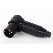 AAA Series 3 Pin Male Right Angle Cable Mount XLR, Silver Pins, Black Body