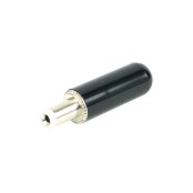 DC POWER PLUG, 0.080" (2.0mm) ID pin, 1.42" (36.07mm) overall length, white insulator tip, black handle