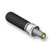 DC POWER PLUG, 0.080" (2.0mm) ID pin, 1.8" (45.72mm) overall length, black insulator tip, black handle, locking, High-Temp