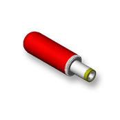 DC POWER PLUG, 0.080" (2.0mm) ID pin, 1.42" (36.07mm) overall length, white insulator tip, red handle, High-Temp