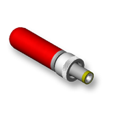 DC POWER PLUG, 0.080" (2.0mm) ID pin, 1.7" (43.18mm) overall length, black insulator tip, red handle, locking, High-Temp