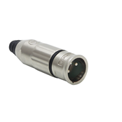 AAA Series, 4 contacts, Male, Metal Handle, Nickel Finish, Gold Contact Plating, 0.135"[3.4mm] Cable Strain Relief Size, Sealed XLR Cable-to-Cable Connector